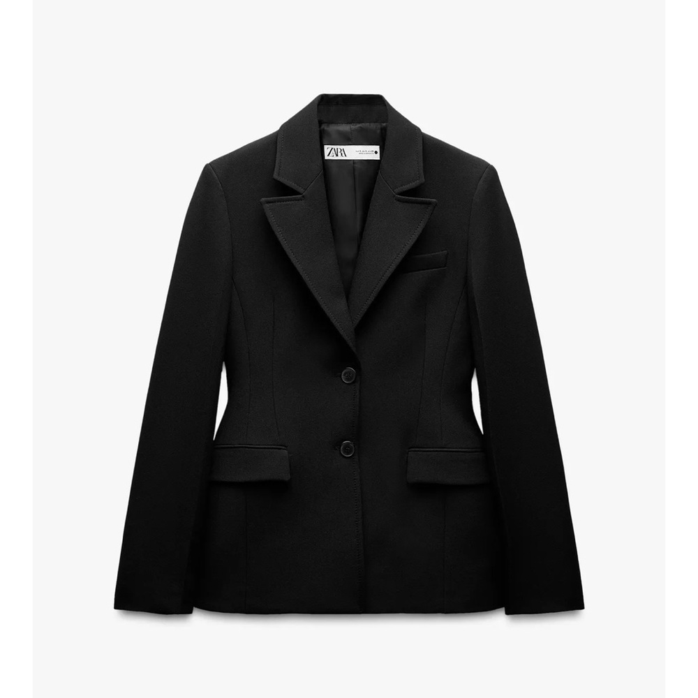 ZARA NEW WOMAN FITTED BLACK BLAZER JACKET M 8805/797